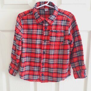 Old Navy Boys Flannel Button Down Plaid Long Sleeve Shirt Size 5T